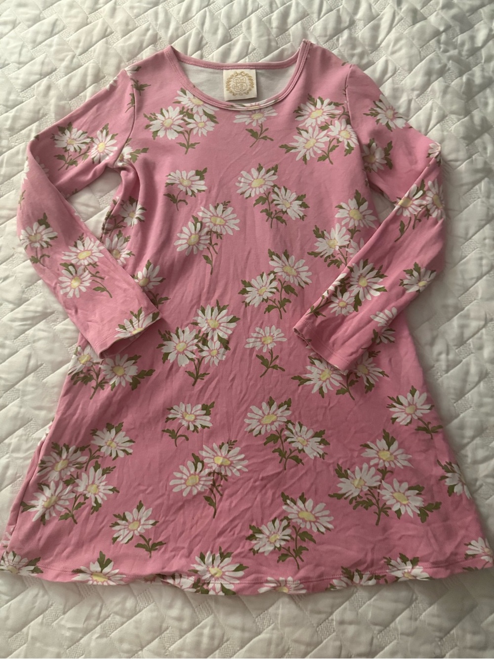 The Beaufort Bonnet Company Pink Daisy Print Long Sleeve Girls Dress